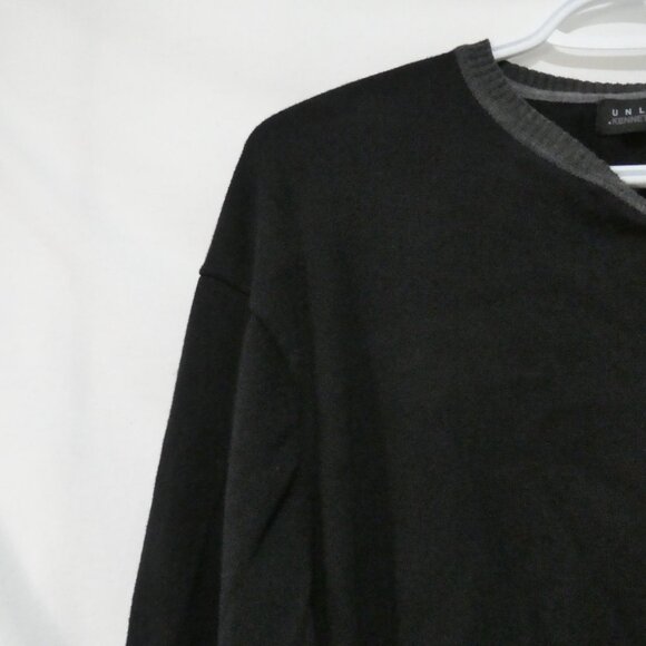 KENNETH COLE - Unlisted Production | 2XT | Black Henley Sweater | Grey Trim - Picture 3 of 14